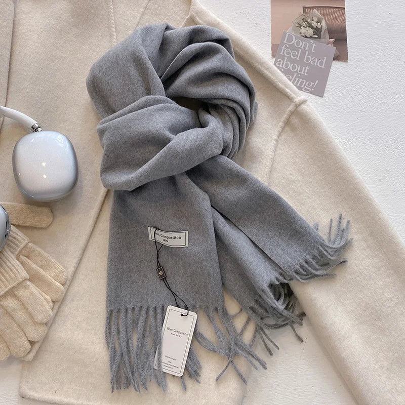 Luxury Winter Wool Scarf Women Cashmere Warm Pashmina Brand Foulard Female Shawls Wraps Thick Soft Bufanda Scarves Stole 2024 Quick Pick Grocers