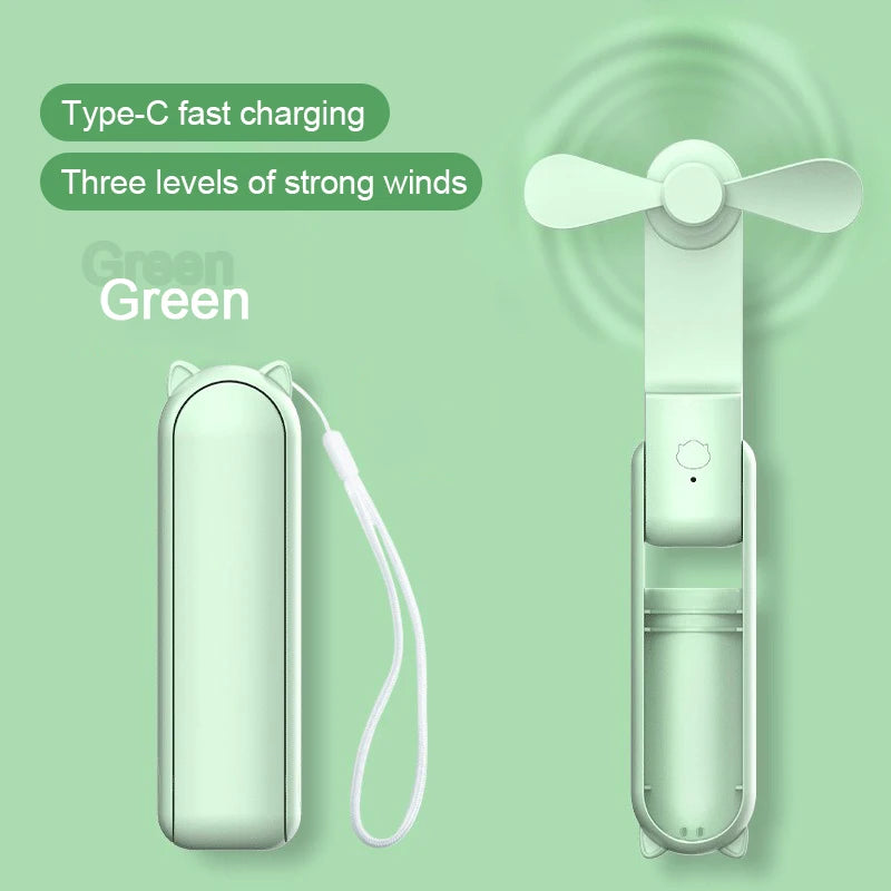 Foldable Small Fan Portable and high-power Hand Held Portable Mini Fan Rechargeable Hand USB Charge Fan Quick Pick Grocers