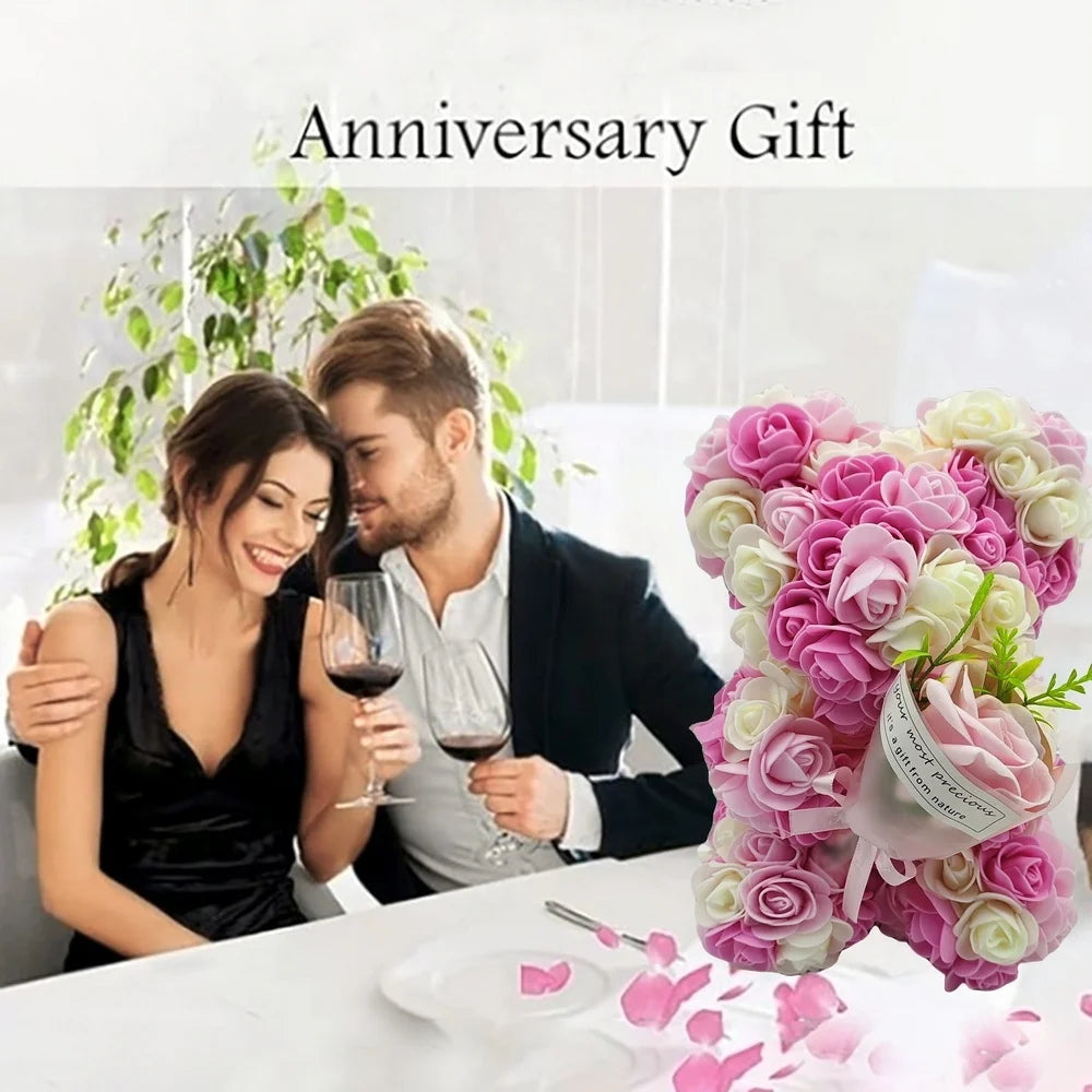 1 Piece Artificial Rose Bear with Hand Corsage, Artificial Rose Bear Birthday Gift, Valentine's Day, Wedding Mother's Day Quick Pick Grocers