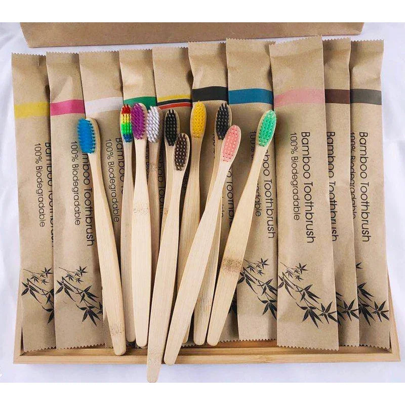 30pcs ECO Friendly Toothbrush Bamboo Toothbrushes Resuable Portable Adult Wooden Soft Tooth Brush For Home Travel Hotel Econic Blanks