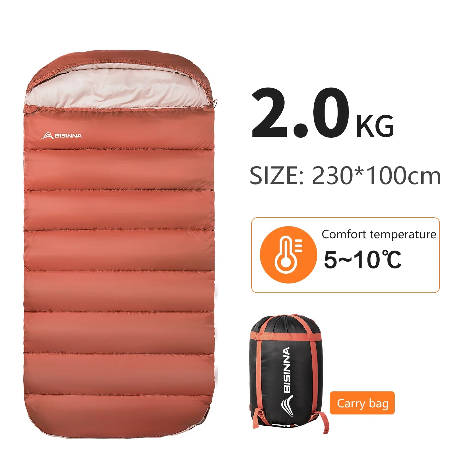 BISINNA Large Camping Sleeping Bag Lightweight 3 Season Loose Widen Bag Long Size for Adult Rest Hiking Fishing