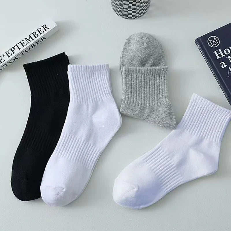 10/20 Pairs Neutral Solid Color Round Neck Socks Spring Summer Sweat Absorbing Breathable Soft Comfortable Couple Sports Socks Quick Pick Grocers