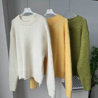 Hirsionsan Basic O Neck Basic Sleeve Sweater Women 2025 Oversized Short Knitted Wool Pullover Female Casual Thick Warm Soft Tops Quick Pick Grocers