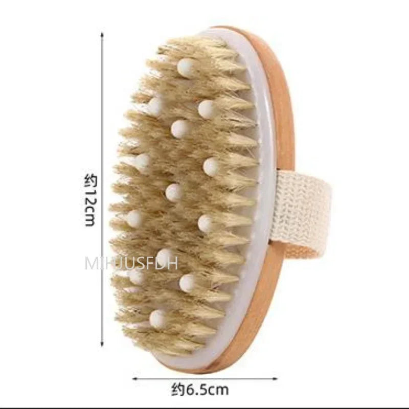 2 In 1 Dry Skin Body Massage Brush Natural Bristle Dead Skin Remover Anti Cellulite Exfoliates Blood Circulation Massage Tools Quick Pick Grocers