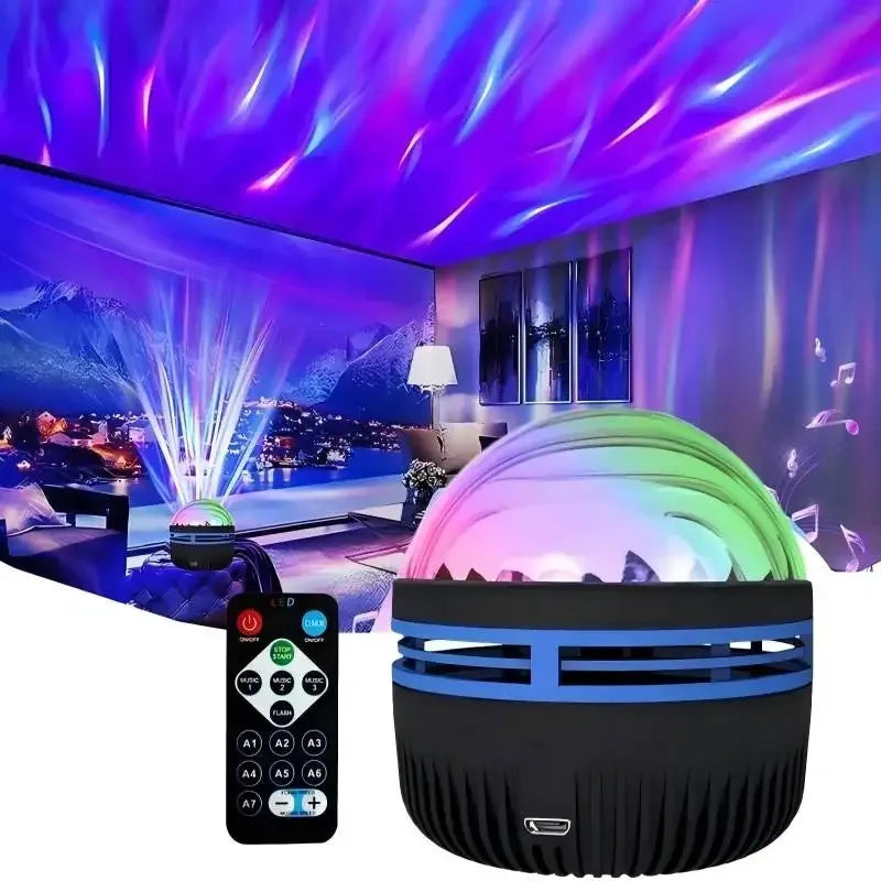 LED Ocean Wave Starry Sky Projector Lamp 1pc 7 Colors Remote Control USB Powered for Kids Room Bedroom Party Ambient Light Quick Pick Grocers