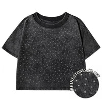 100% Cotton Washed T-Shirts For Women Loose O-Neck Crop Tops Y2k Street Female Clothes Summer Casual Vintage Short Sleeve Tees Quick Pick Grocers