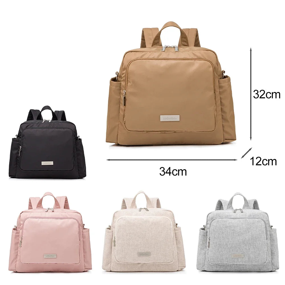 Soboba 2023 New Diaper Bags for Mother Waterproof Large Capacity Solid Polyester Diaper Backpacks Travel Bag for Newborn Baby Purest Peak