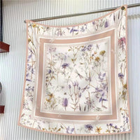 90Cm French Jungle Large Square Scarf Decorative Fashion Trend Flowers High Quality Twill Silk Travel Shawl Sunscreen Quick Pick Grocers