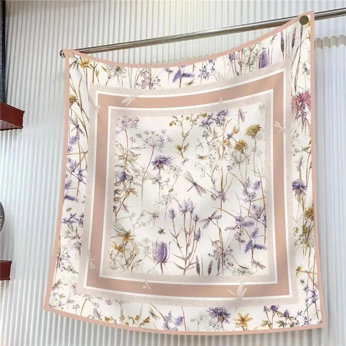 90Cm French Jungle Large Square Scarf Decorative Fashion Trend Flowers High Quality Twill Silk Travel Shawl Sunscreen Quick Pick Grocers