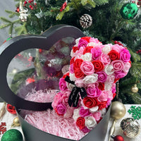 25cm Artificial Teddy Rose Flower Bear with Box Romantic Valentines Day Gift Girlfriend Women Anniversary Wedding Party Supplies Quick Pick Grocers