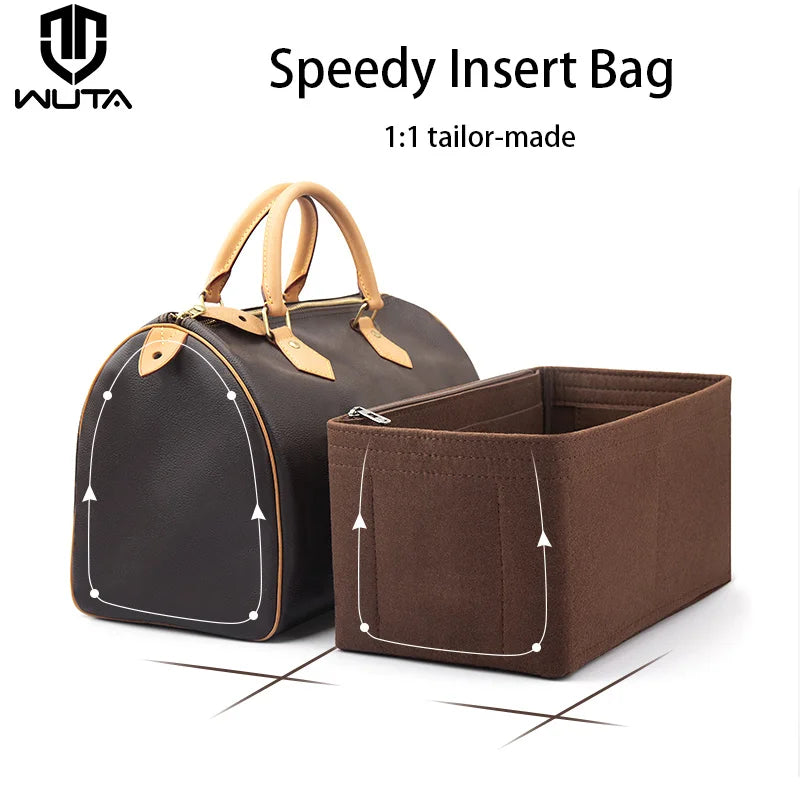WUTA Felt Insert Bag Organizer For LV Speedy 20 25 30 35 Flap Handbag Inner Bag Makeup Travel Purse Storage Tote Bag Accessories Quick Pick Grocers