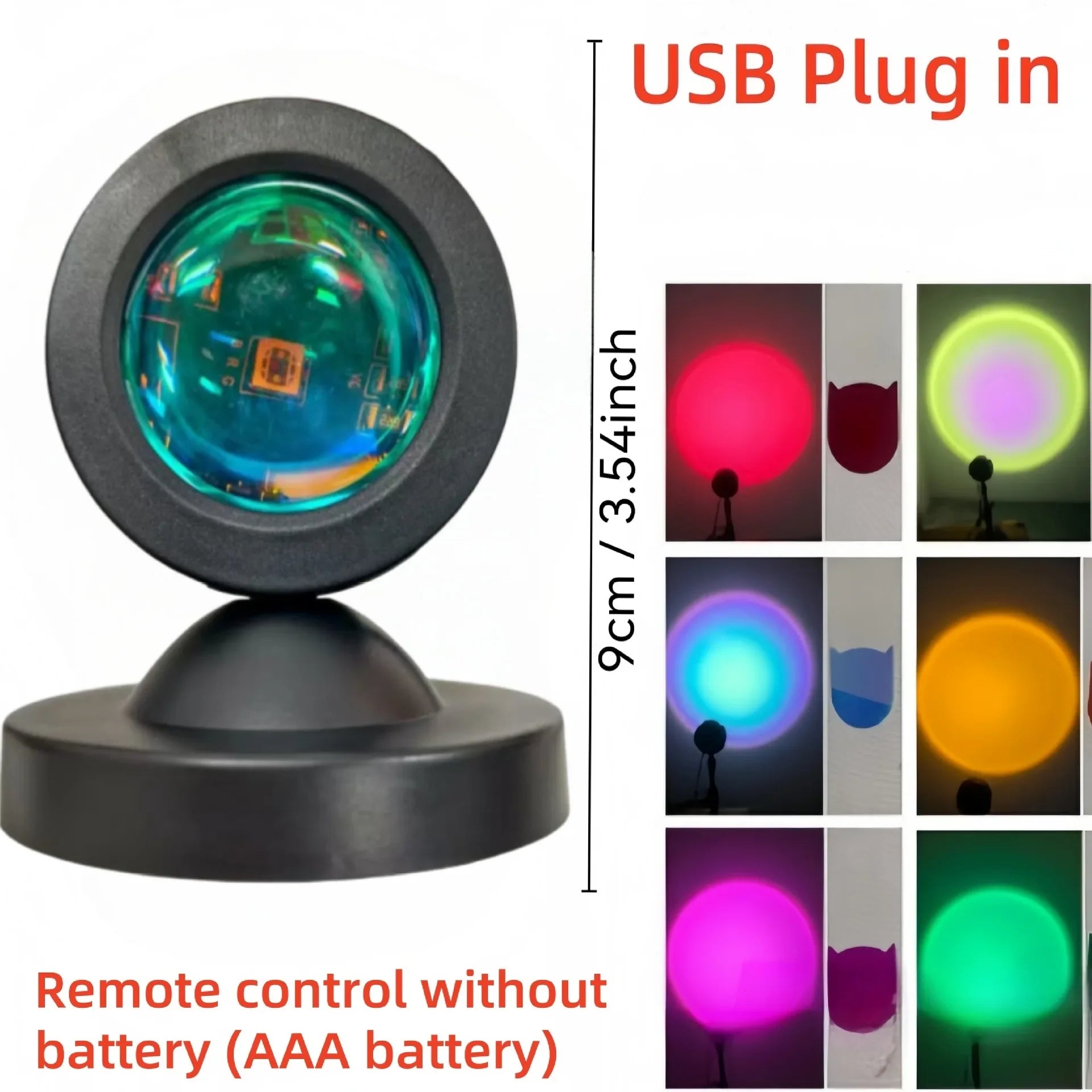 1pc Vibrant Sunset Projection Light - 16-Color Spectrum, USB Remote Control, Dynamic Color Changing LED Light - Creates Warm Hom Quick Pick Grocers