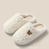 Winter Fluffy Shoes Women Cotton Slippers Cartoon Bear Thick Sole Warm Slides Men Female Couple House Indoor Plush Flat Shoes Purest Peak