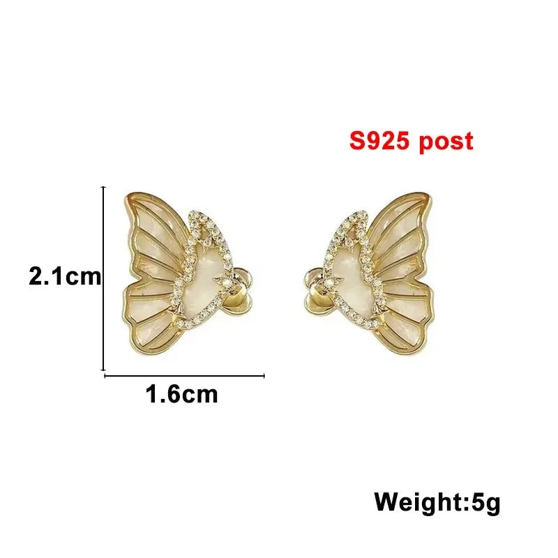 Pure White Women's Dangle Earrings Blooming Flower Acrylic Enamel Butterfly Imitation Pearl Heart Hanging Earrings Elegant brinc Econic Blanks