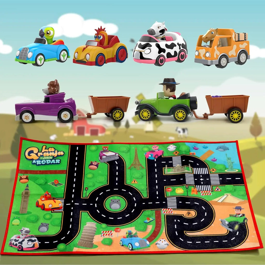 La Granja De Zenon Kids Toy Car Bartolito Car Pull Back Car Toys Inertia Car Set Boys Girls Toys 1-3 Years Old Birthday Gift Purest Peak