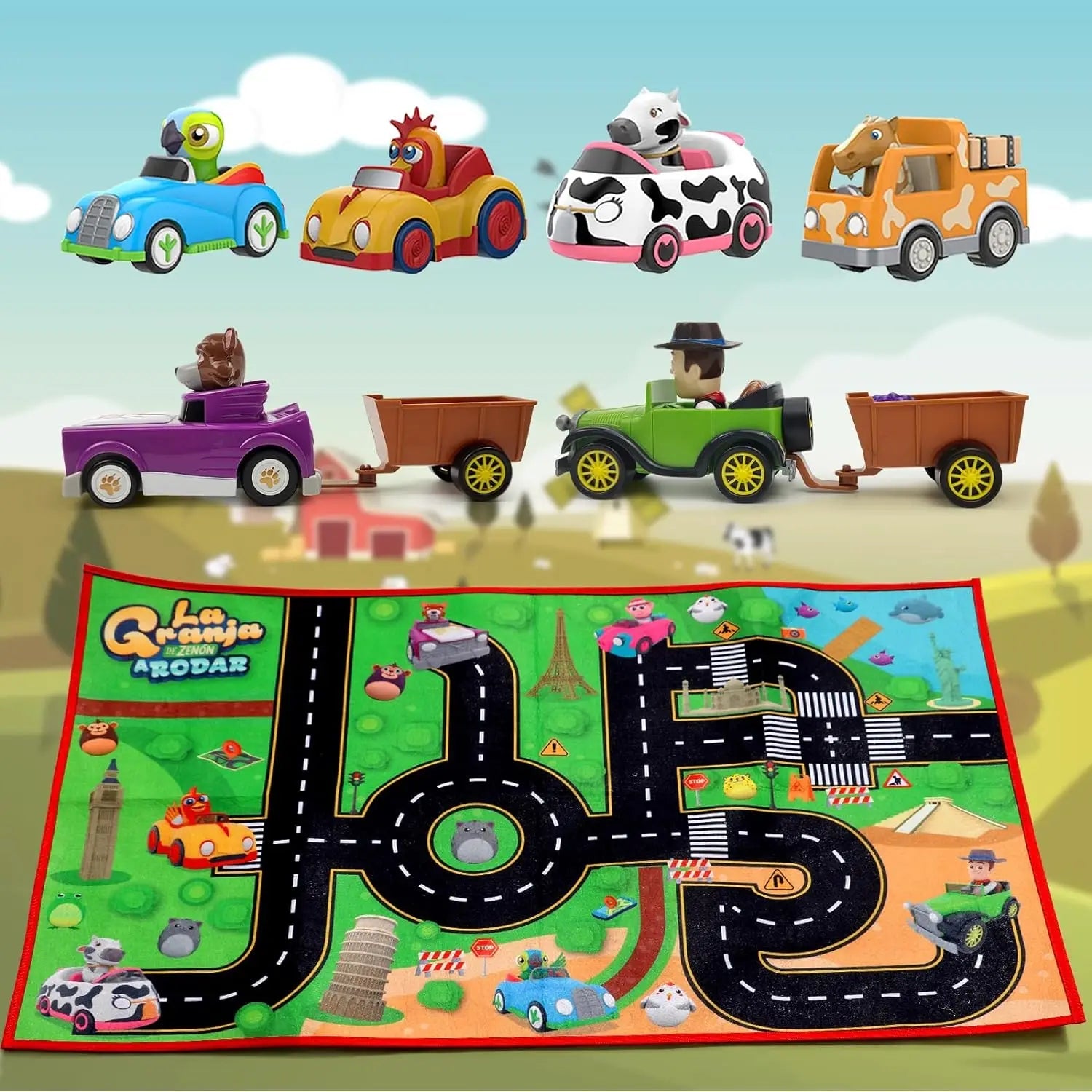 La Granja De Zenon Kids Toy Car Bartolito Car Pull Back Car Toys Inertia Car Set Boys Girls Toys 1-3 Years Old Birthday Gift Purest Peak