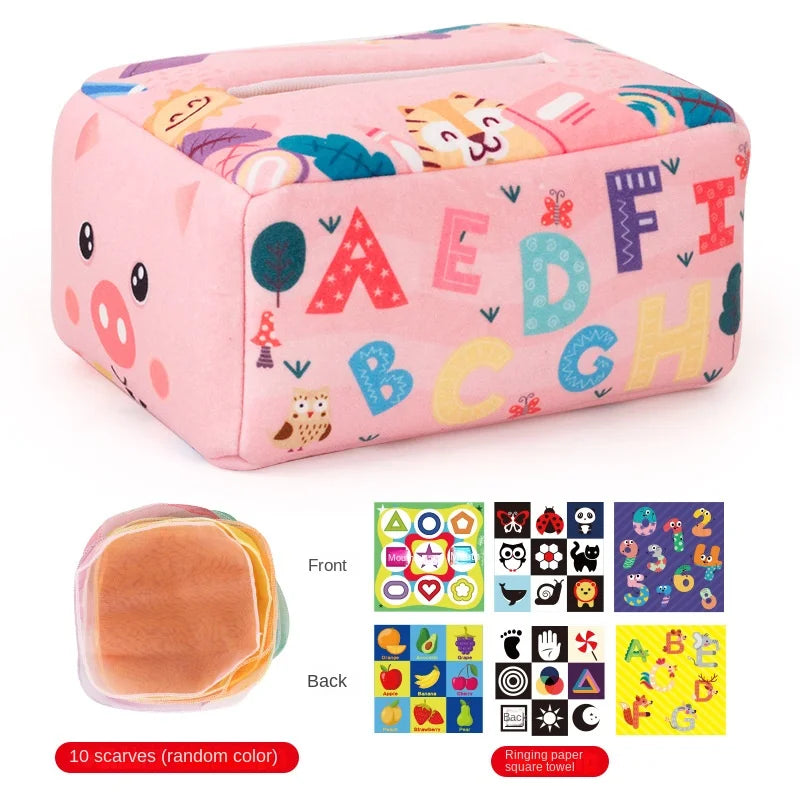 Baby Montessori Toy,Magic Tissue Box,Educational Learning Activity Sensory Toy For Kids Finger Exercising  Busy Board Baby Game Purest Peak