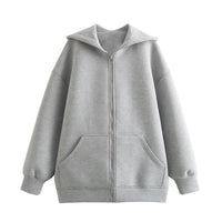 2024 Spring and Autumn New Casual Street Loose Oversize Hooded Zipper Hoodie Space Cotton Jacket Coat Lazy Women's Cardigan Econic Blanks