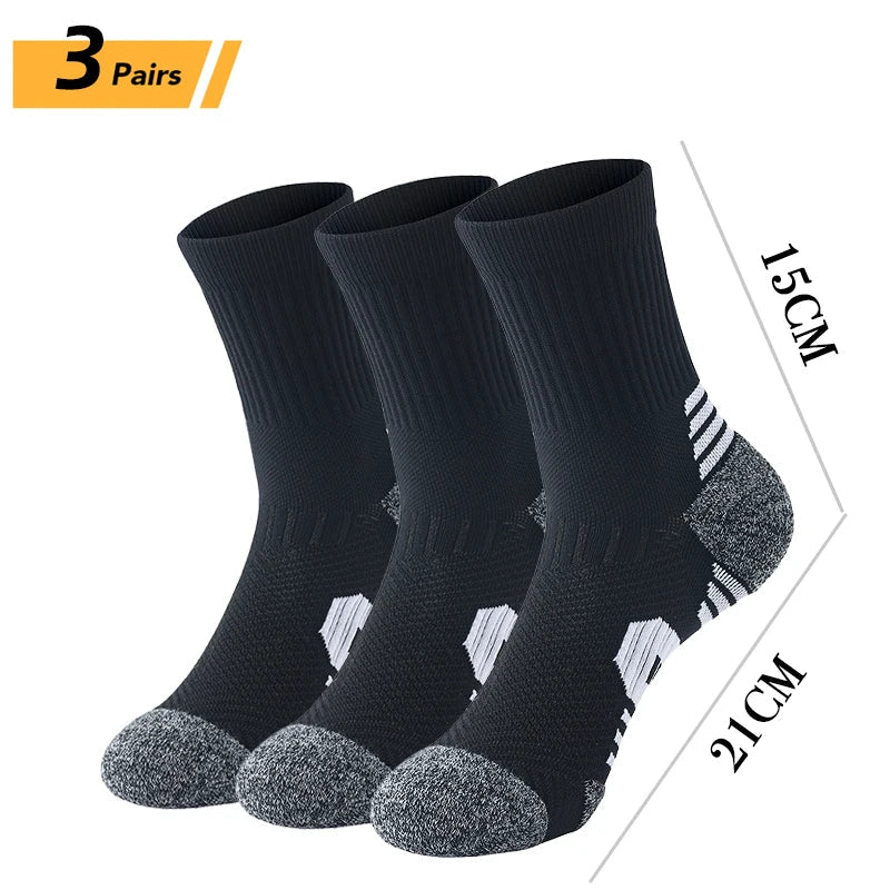 6/5/3 Pairs Men's Athletic Socks Sports Breathable Outdoor Running Compression Socks Cotton Training Long Black Stretch Socks Quick Pick Grocers