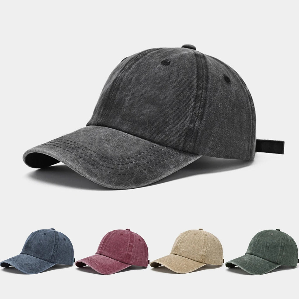 Sunscreen Water Washed MEN'S Baseball Cap with a Small Face, Retro Distressed and Versatile Trendy Duck Tongue Hat, MEN'S Big He Quick Pick Grocers