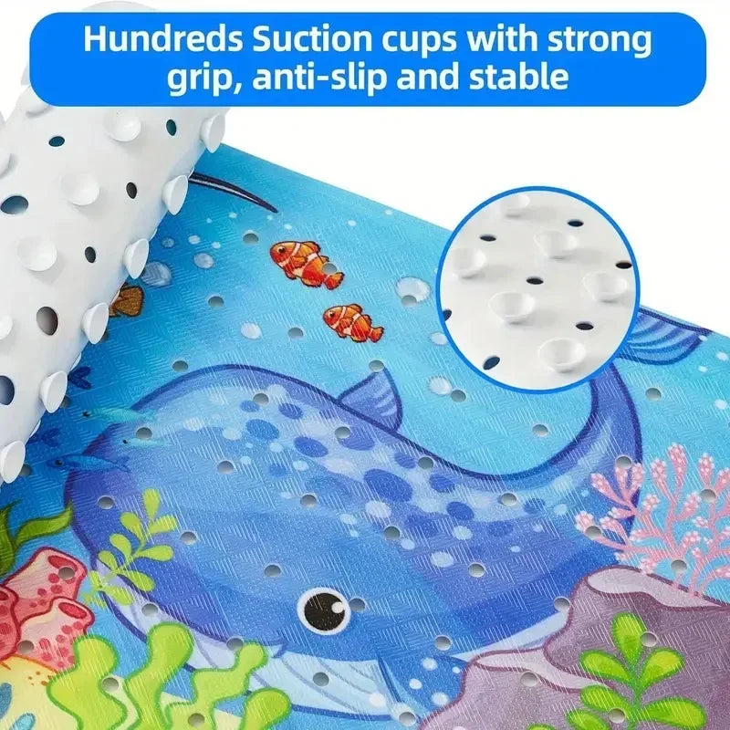 1pc Cartoon Extra Long Bathtub Mat 40x100cm Non Slip Bath Mat for Bathroom Tubs Shower Mats with Suction Cups & Drain Holes Quick Pick Grocers