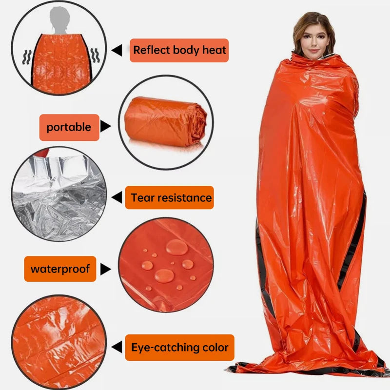 Emergency Sleeping Bag Lightweight Waterproof Outdoor First Aid Kit Waterproof Compression Backpack Hiking Camping Bedding