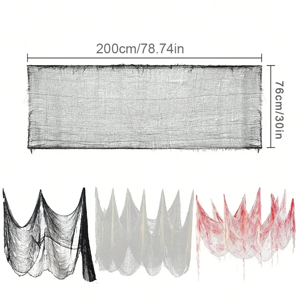 Halloween Bloody Gauze Decorations,Horror Bloody Cloth Bandage,Door Curtainsss,Halloween Haunted House Party Props Quick Pick Grocers