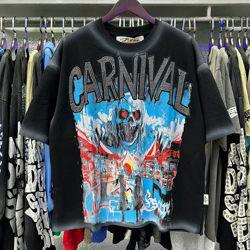 Shinning Bling Diamond Short Sleeve Cropped T-shirt for Men and Women Crew Neck Rhinestone Loose Cotton Summer Tshirts Oversized Quick Pick Grocers