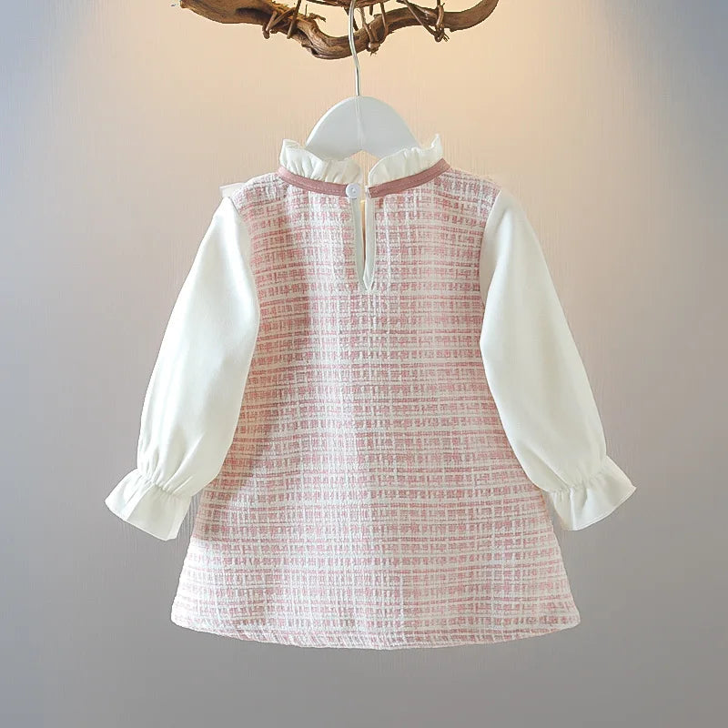 Long Sleeved Baby Girl Dress With Spring And Autumn Bow Lace Splicing Small Plaid Sweet Long Sleeved Dress Econic Blanks