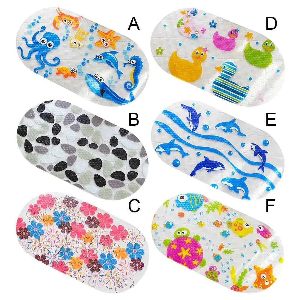 Soft Cartoon PVC Kids Anti Slip Bath Mat Non Skid Safety With Sucker Shower Mat Massage Bathtub Mats Pad Quick Pick Grocers