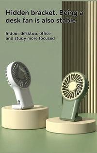 Cartoon Foldable Mini Fan USB Rechargeable Handheld Desktop Fan with Hook Portable Cooling Fan for Outdoor Travel Home Office Quick Pick Grocers