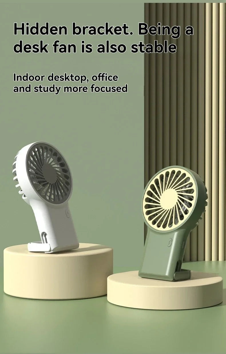 Cartoon Foldable Mini Fan USB Rechargeable Handheld Desktop Fan with Hook Portable Cooling Fan for Outdoor Travel Home Office Quick Pick Grocers