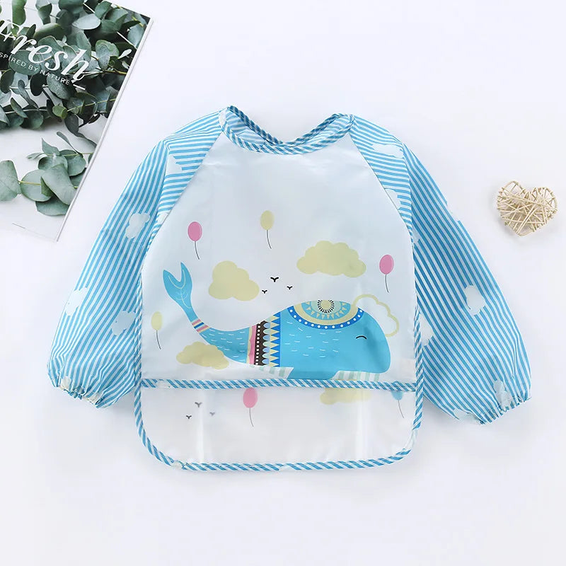 Waterproof EVA Full Sleeve Baby Bibs Children Apron Long Sleeve Feeding Smock Kids Eating Breastplate Infant Scarf Clothing Quick Pick Grocers