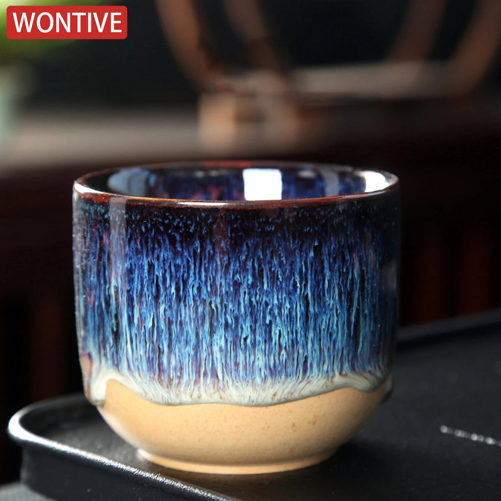 Kiln Change China Ceramic Tea Cup Pottery Jianzhan Drinkware  Temmoku Glaze Porcelain Kung Fu Cups Set for Water Latte Milk Quick Pick Grocers
