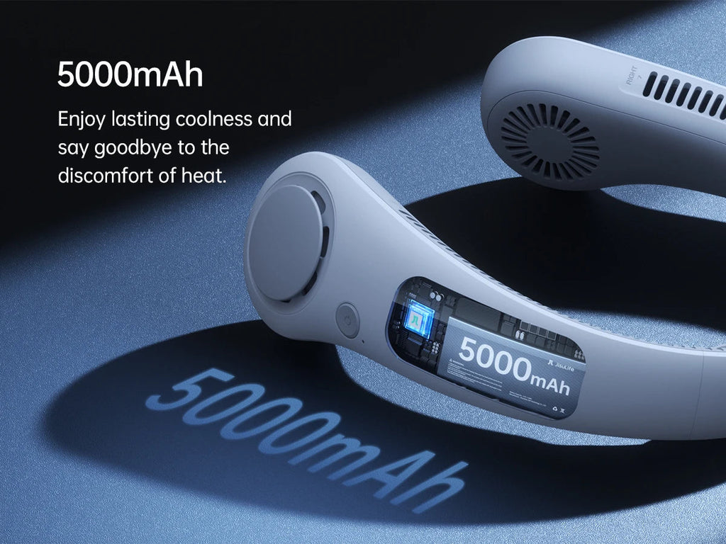 JISULIFE Portable Neck Fan Upgraded, 5000mAh Battery, Necksupport, 5 Speeds Gears Adjustment, Outdoor Wearable Hands-Free Fan Quick Pick Grocers