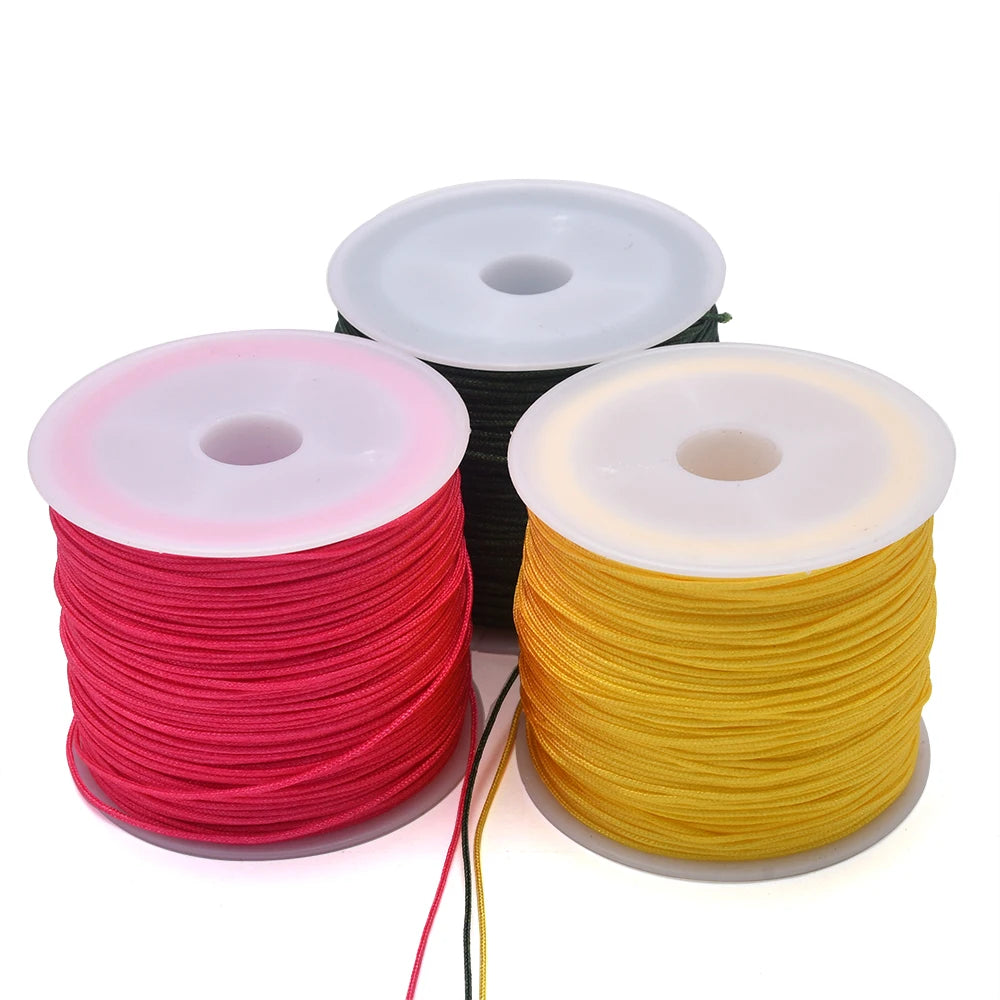 50Yds 0.8mm Crafts Nylon Cord For Jewelry Making Beading Braided Nylon Satin String for Bracelets Rattail Trim Chinese Knot Econic Blanks