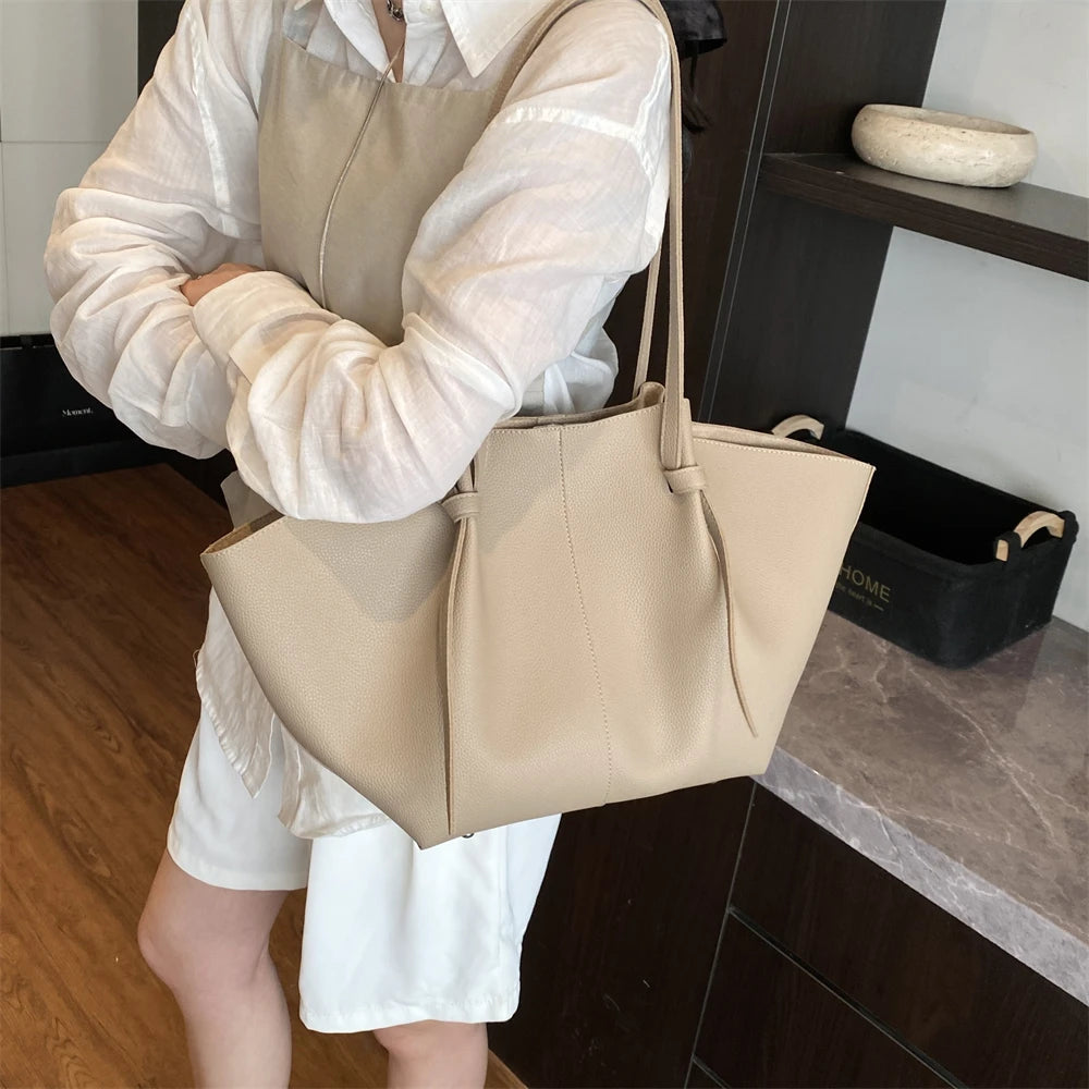 Branded Designer Shoulder Tote Bags For Women Soft PU Leather 2-IN-1 Big Capacity Shopper Tote Set 2025 Luxury Designer Handbags Quick Pick Grocers