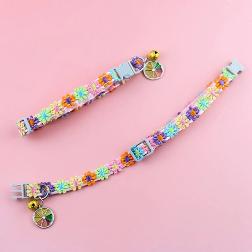 Pet Collar With Bell Cartoon Footprint Colorful Dog Puppy Kitten Collar Adjustable Safety Bell Ring Necklace Pet Accessories Econic Blanks