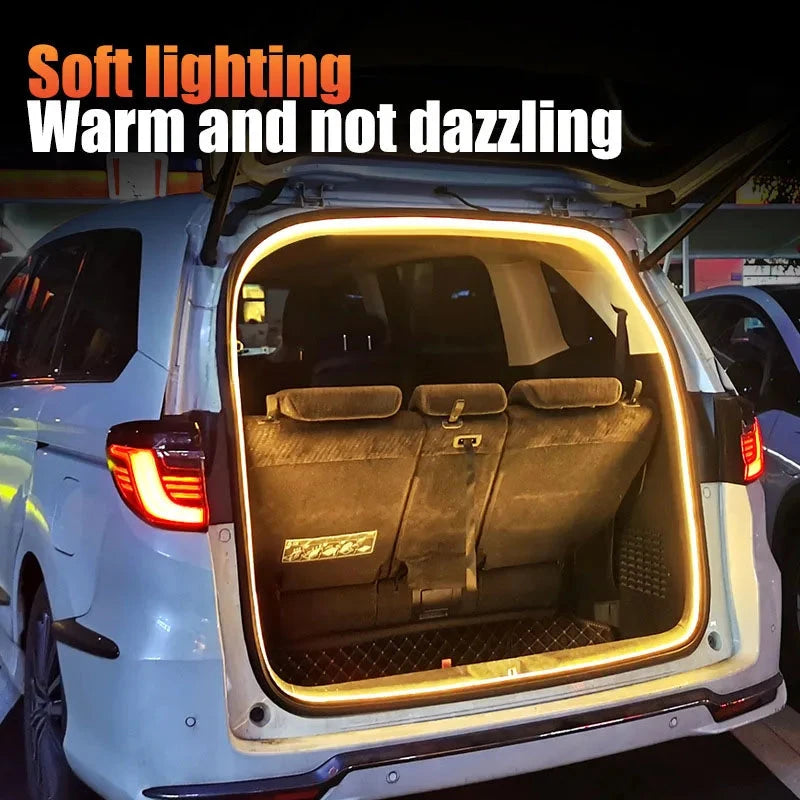 LED Car Trunk Light Strip Automatic On/Off Sensor Ambient Light Bar Waterproof Concealed Installation for Auto Decor Accessories Econic Blanks