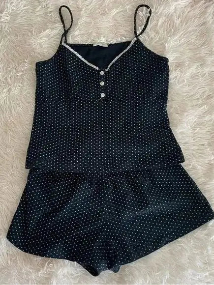 Strawberry Vest Shorts 2 Pieces Set Woman Eyelet Bow Slim Tank Top with Elastic Waist Patchwork Straight Short Pant Sweet Sets Quick Pick Grocers