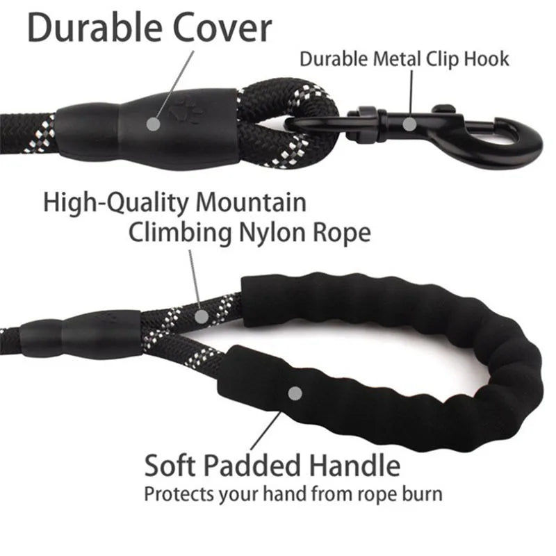 Reflective Dog Leash With Comfortable Padded Handle - Double Heavy Duty Traction Rope For Strong Dogs - Enhance Safety And Contr Econic Blanks