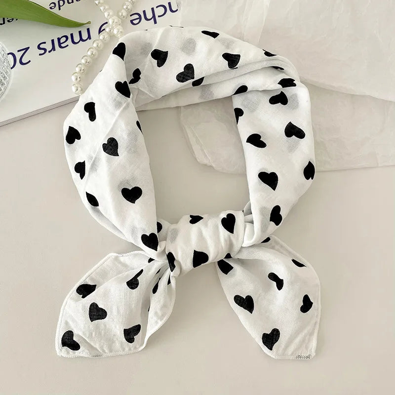 55cm Laies Headband Cotton Linen Square Scarf Women Korean College Girls Fashion Spring Autumn New Style Elegant Neck Scarves Quick Pick Grocers