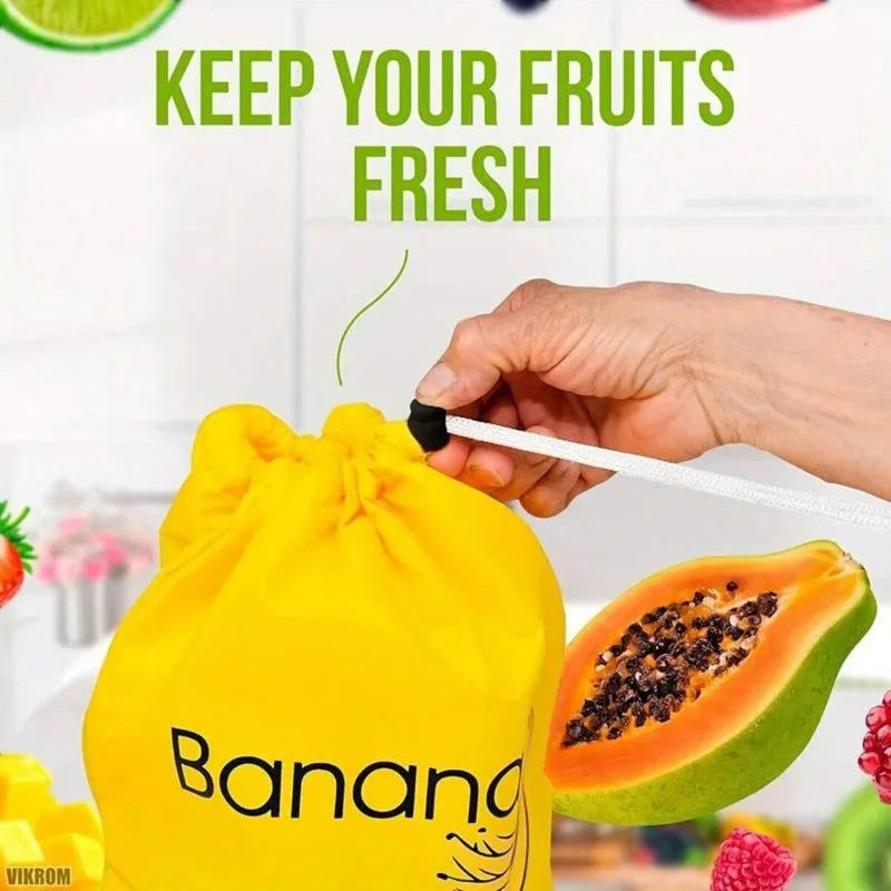 1Pcs Durable Yellow Banana Storage Bags Insulated Fruit Vegetable Fresh-keep Bundle Pocket Drawstring Banana Preserve Bag Econic Blanks