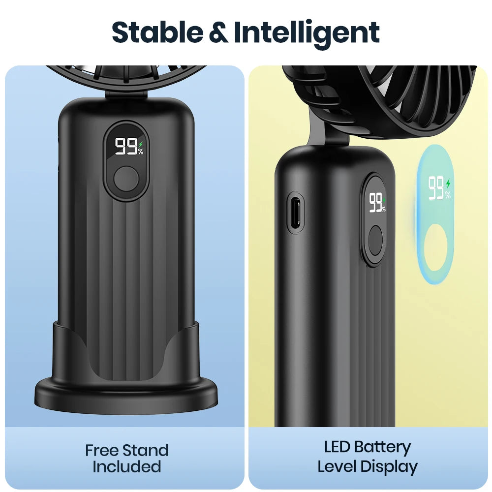 TOPK Portable Mini Fan,2400mAh USB Rechargeable Hand Neck Fan 3in1 Personal Electric Fan Standing Fans for Room Camping Foldable Quick Pick Grocers