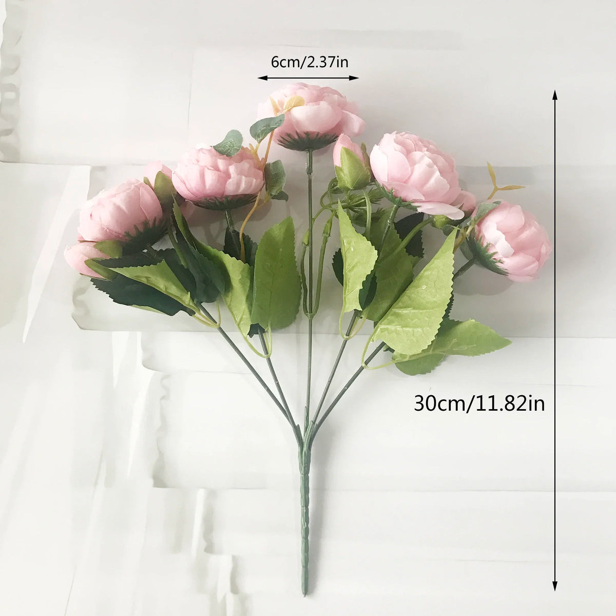 30cm Rose Pink Silk Peony Artificial Flowers Bouquet 5 Big Head and 4 Bud Cheap Fake Flowers for Home Wedding Decoration indoor Quick Pick Grocers