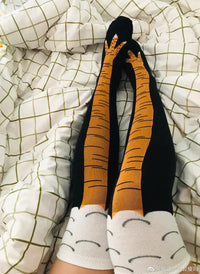 Men Funny 3D Chicken Socks Print Cartoon Cosplay High flexibility Thigh High Sock Cotton Fashion Thin Toe Feet Quick Pick Grocers