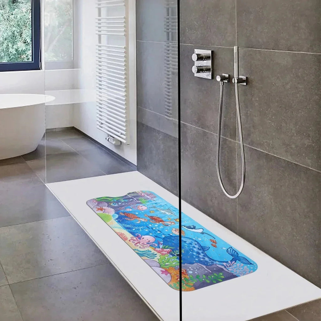 1pc Cartoon Extra Long Bathtub Mat 40x100cm Non Slip Bath Mat for Bathroom Tubs Shower Mats with Suction Cups & Drain Holes Quick Pick Grocers