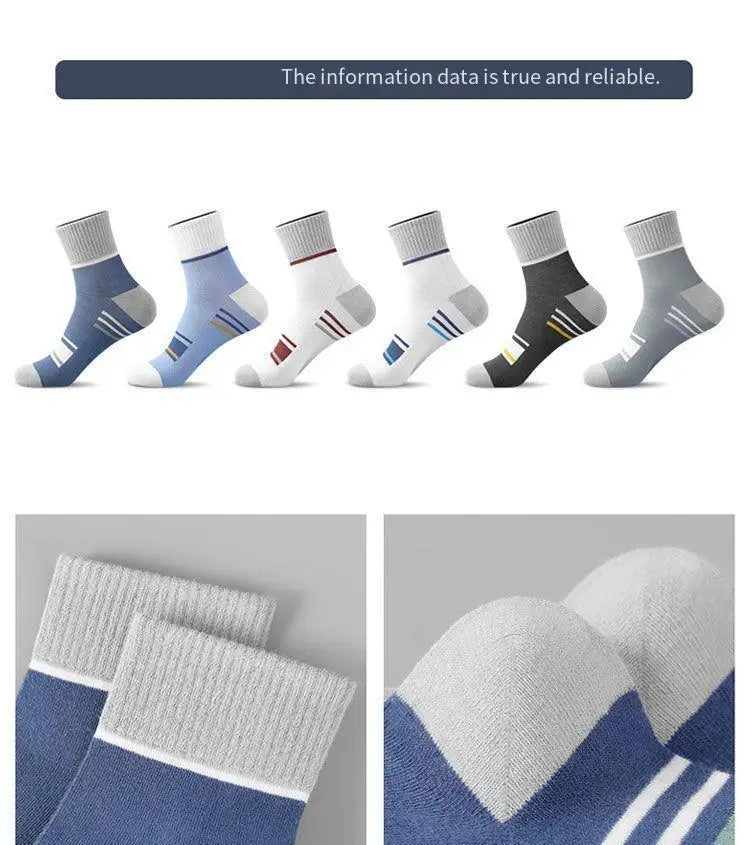 Men's Pure Cotton Socks Spring Striped Casual Socks Men's Anti-odor Antibacterial Business Socks High Quality Sports Sock Meias Quick Pick Grocers