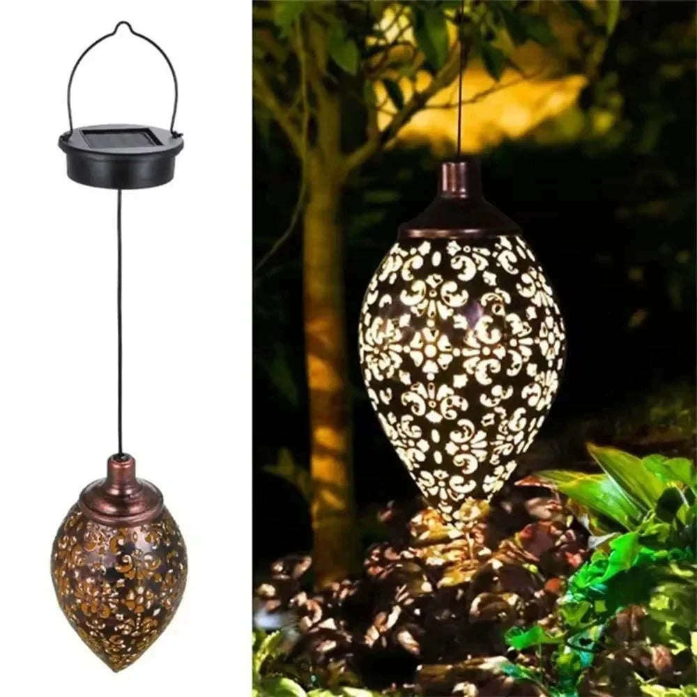 Outdoor Water Drop Shaped Solar Projection Light Waterproof Hollowed-out for Garden Patio Stair Fence Street Landscape Balcony Quick Pick Grocers