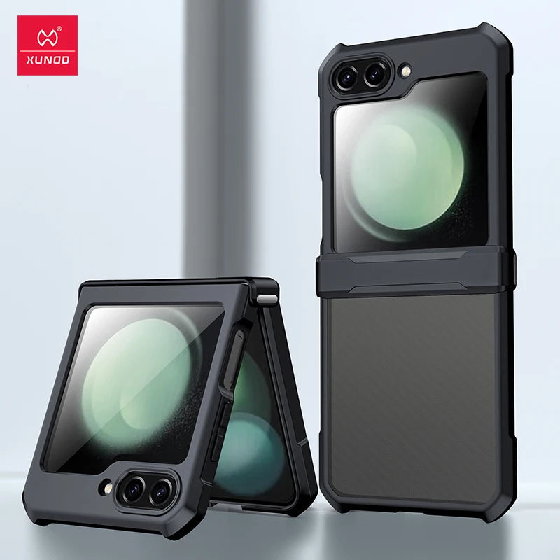 Xundd For Samsung Galaxy Z Flip 7 5 Z Flip 6 7 5G Case Airbag Shockproof Acrylic+TPU+Glass Back Cover For Flip5 z플립 5 7 케이스 Quick Pick Grocers